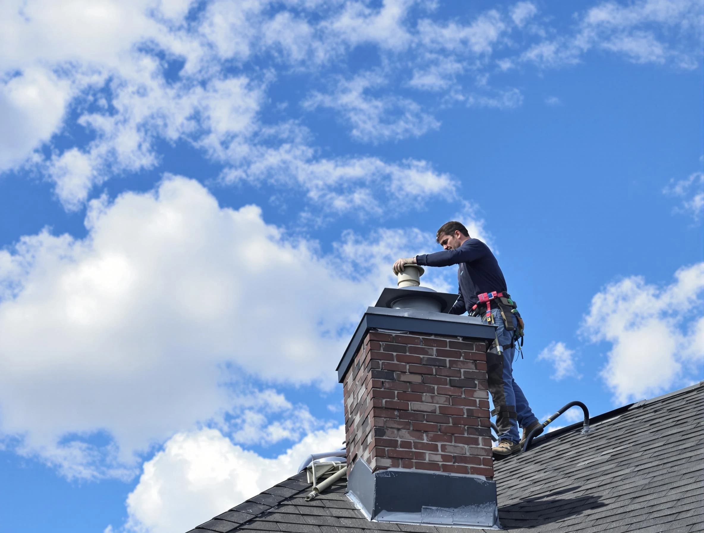 Lawrenceville Chimney Sweep installing a sturdy chimney cap in Lawrenceville, GA
