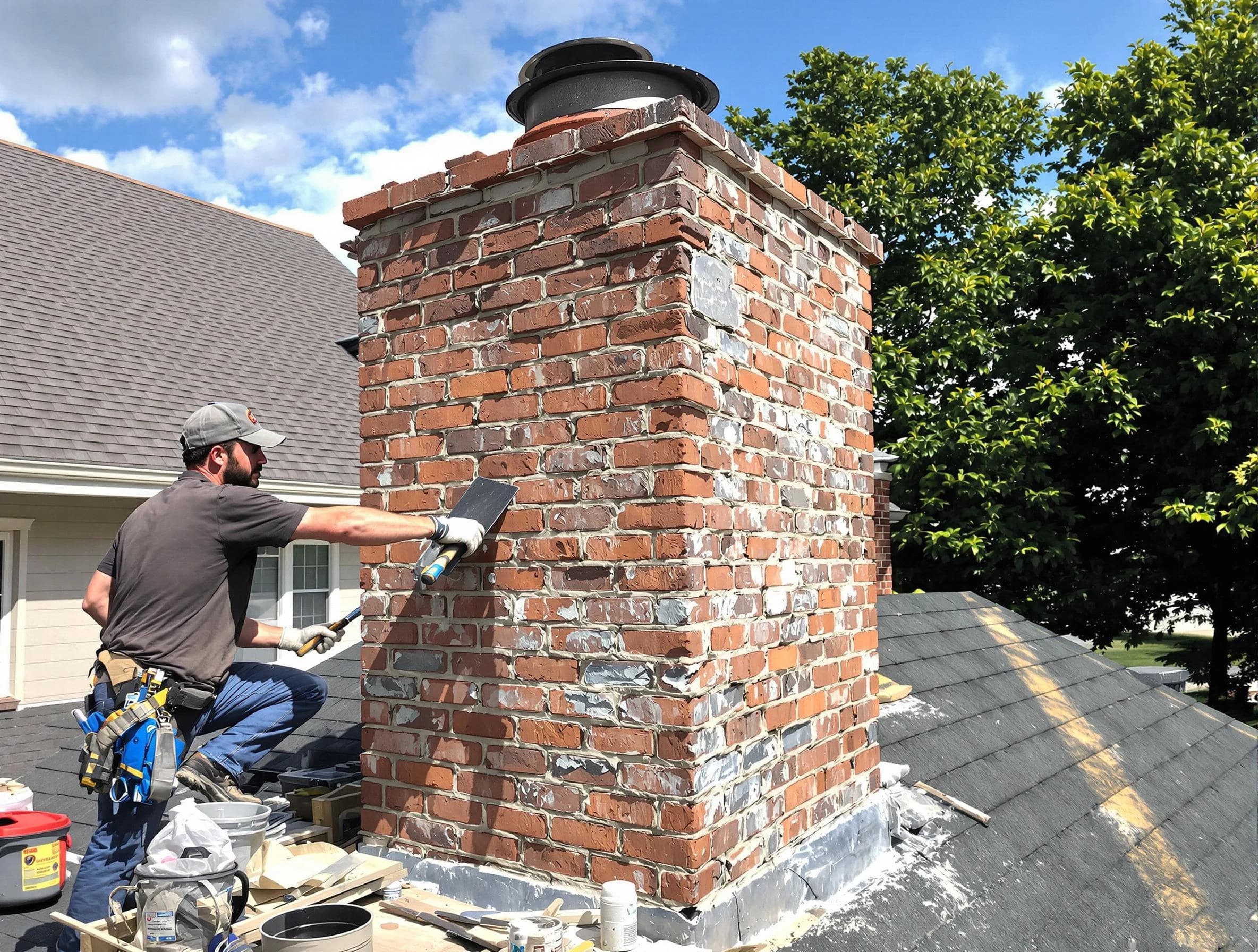 Completed chimney rebuild by Lawrenceville Chimney Sweep in Lawrenceville, GA