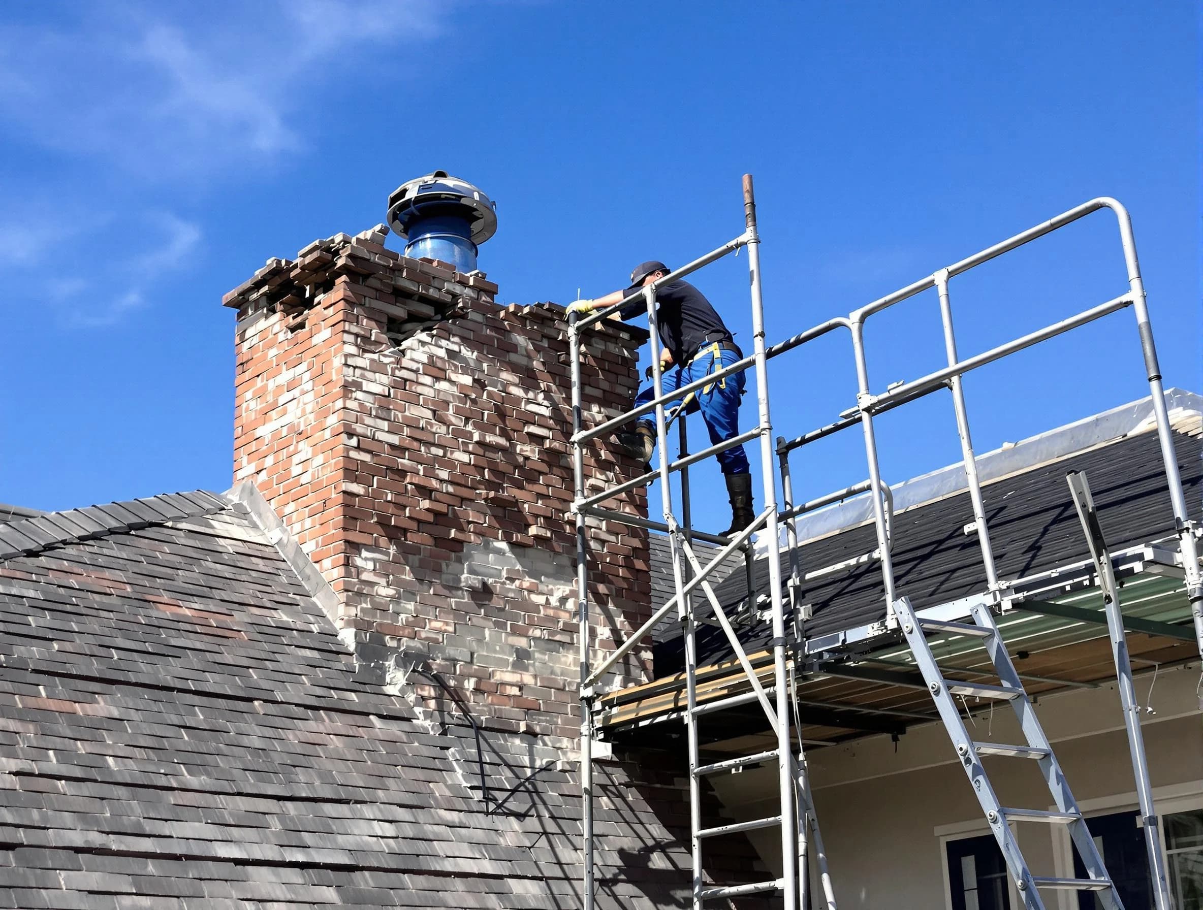 Rebuilding a chimney structure by Lawrenceville Chimney Sweep in Lawrenceville, GA