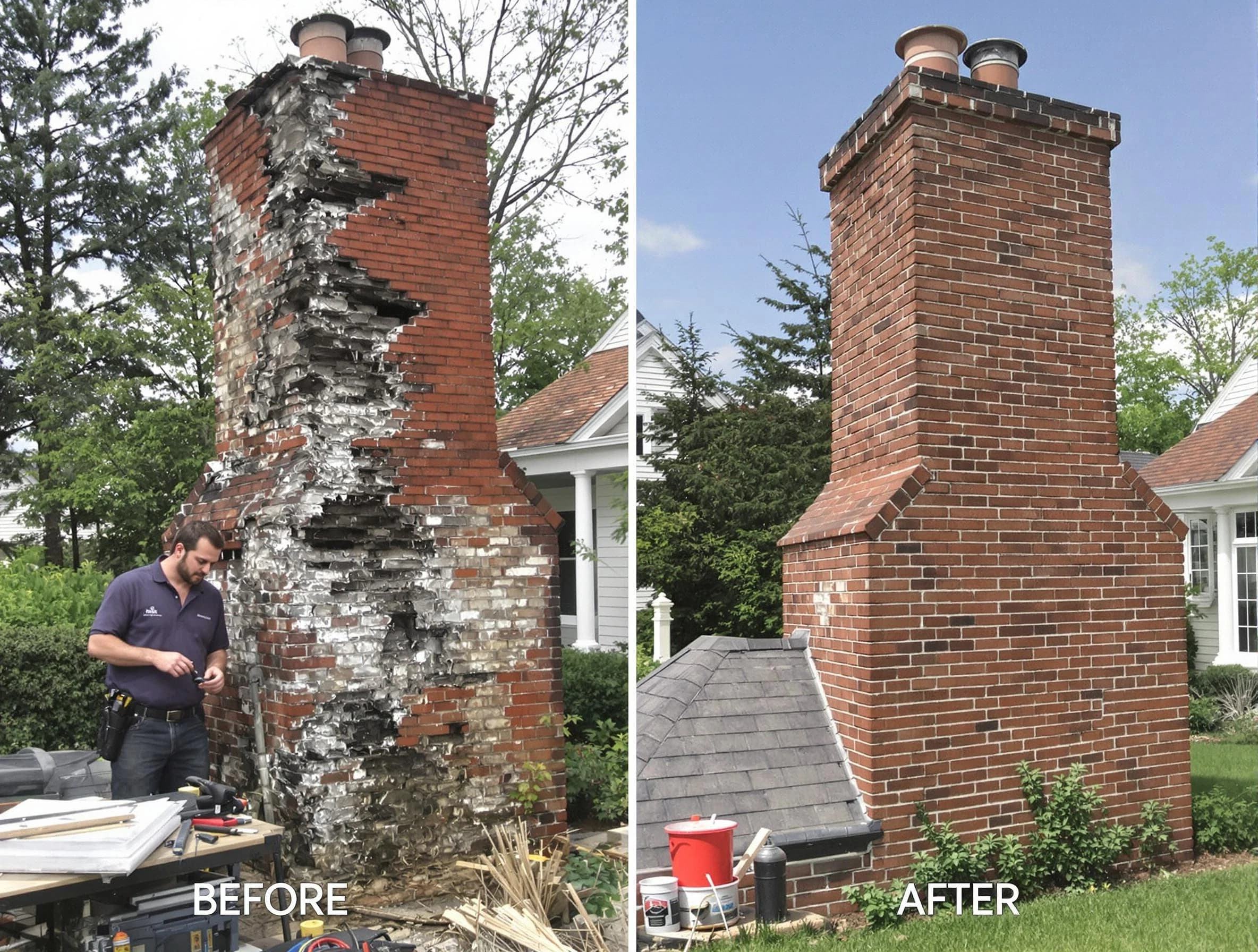 Lawrenceville Chimney Sweep performing a full chimney restoration in Lawrenceville, GA