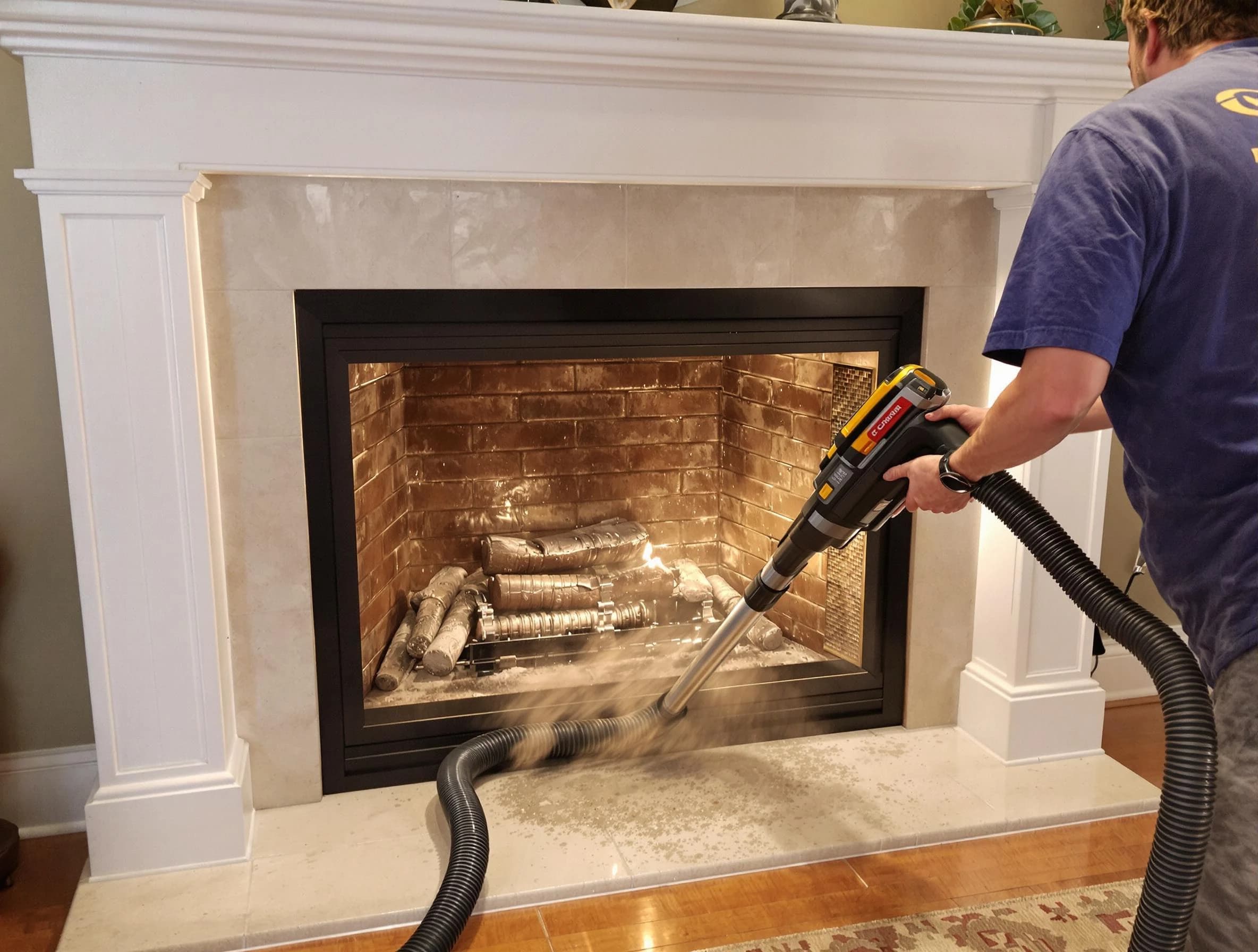Fireplace cleaning performed by Lawrenceville Chimney Sweep in Lawrenceville, GA