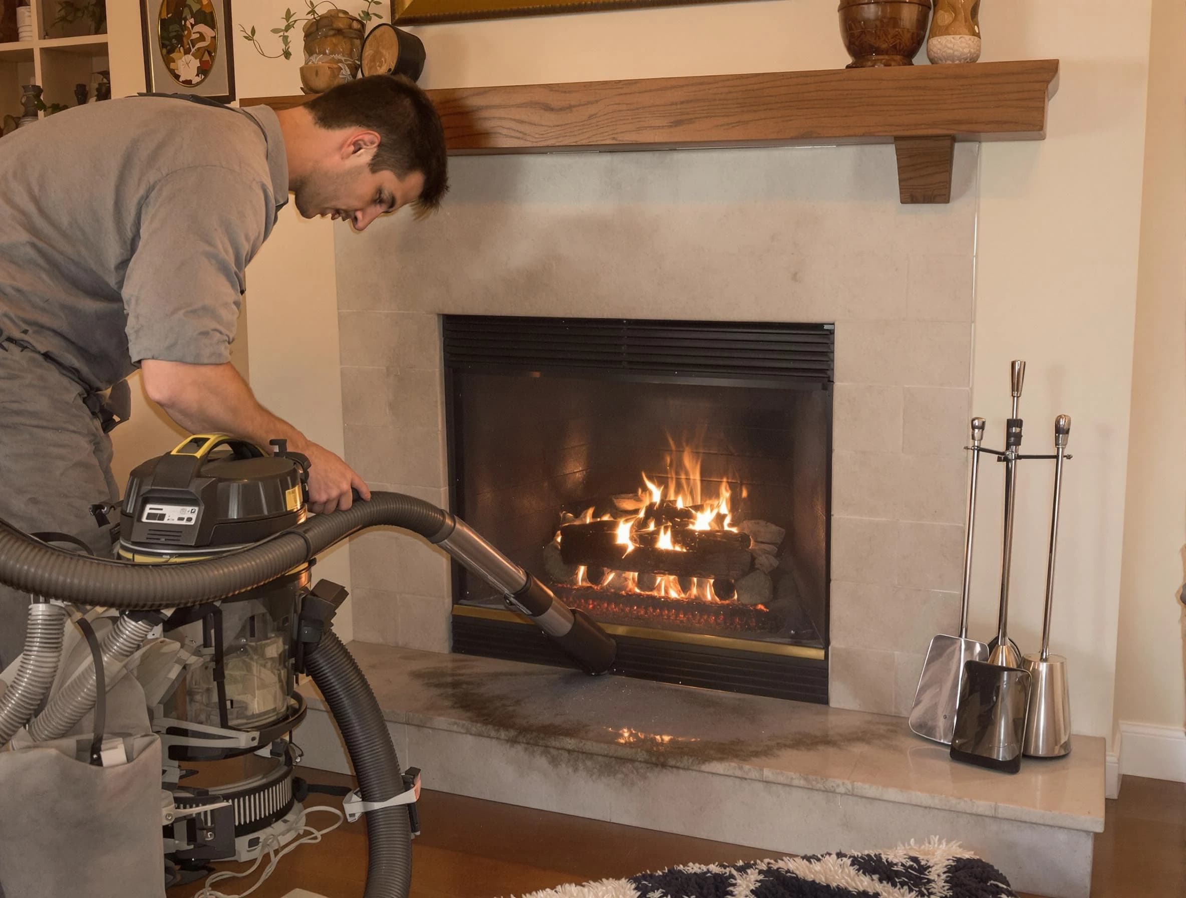 Routine fireplace upkeep by Lawrenceville Chimney Sweep in Lawrenceville, GA