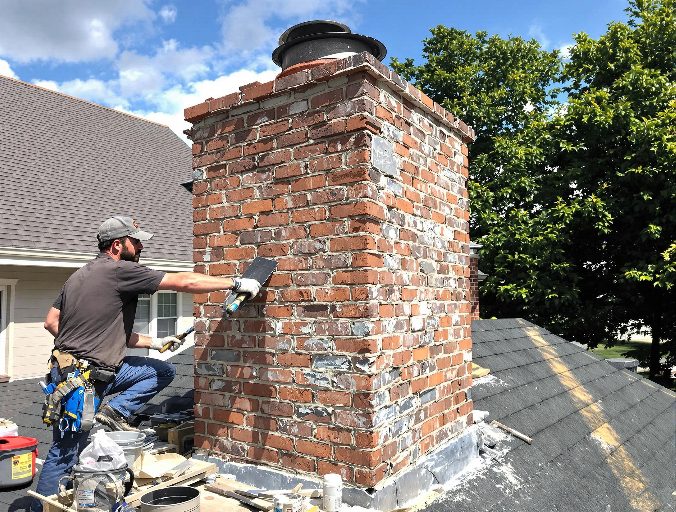 Completed chimney rebuild by Lawrenceville Chimney Sweep in Lawrenceville, GA
