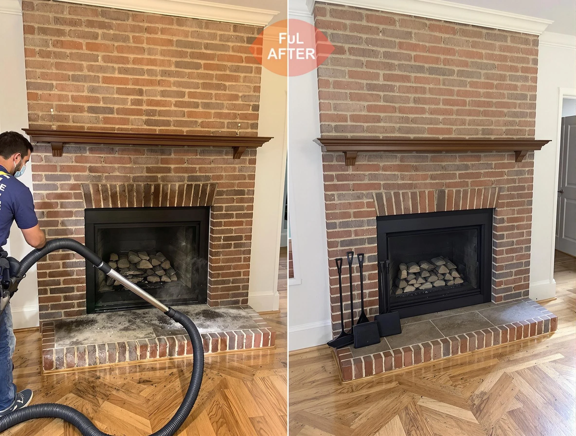 Lawrenceville Chimney Sweep carefully sanitizing a fireplace in Lawrenceville, GA