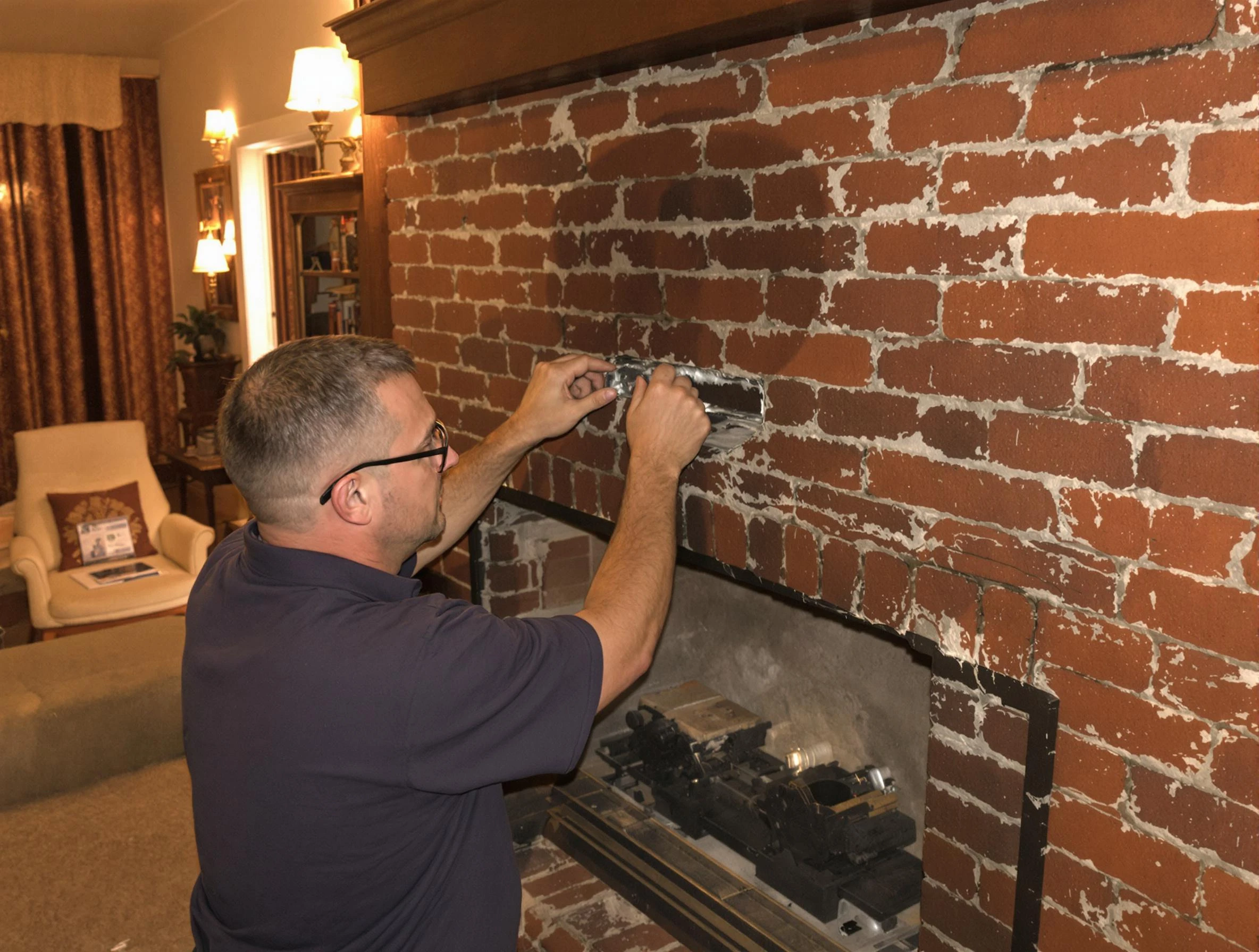 Lawrenceville Chimney Sweep expert fixing a fireplace in Lawrenceville, GA